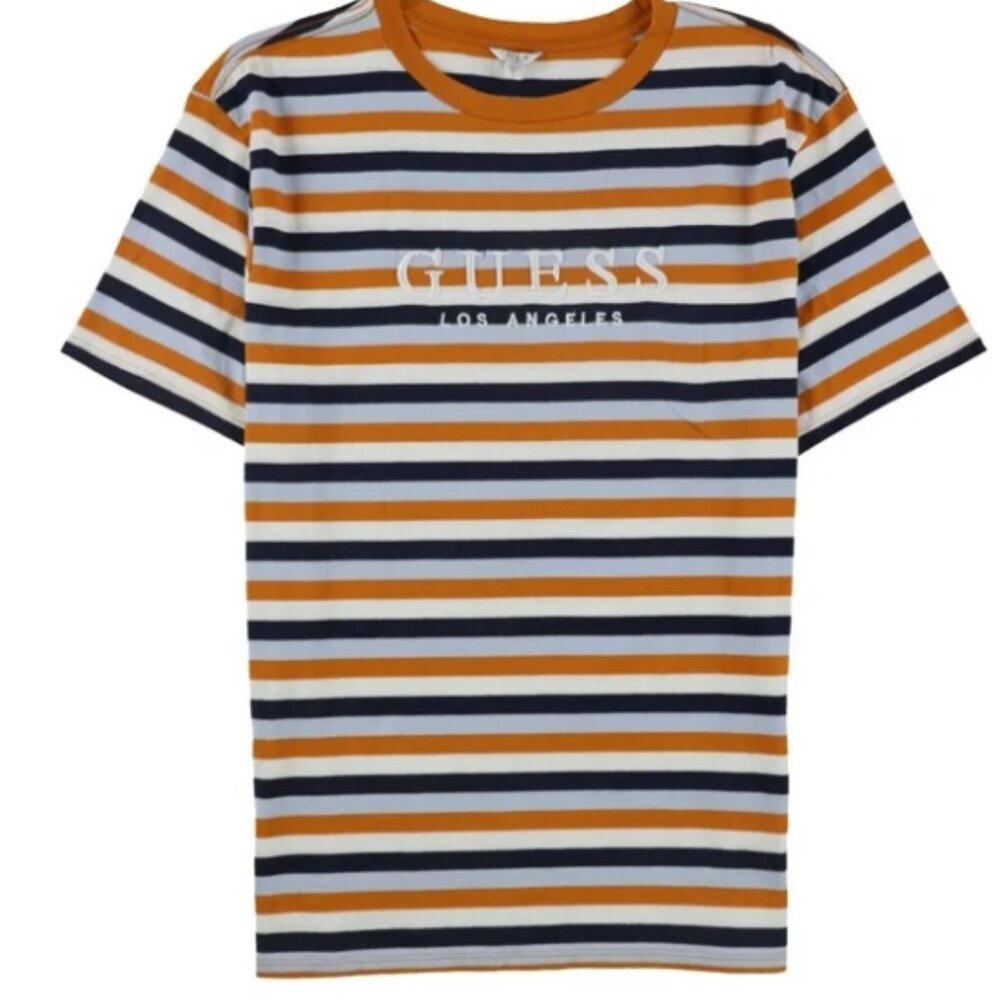 BRAND NEW GUESS ECO T SHIRT SHORT SLEEVE. WITH LINES.